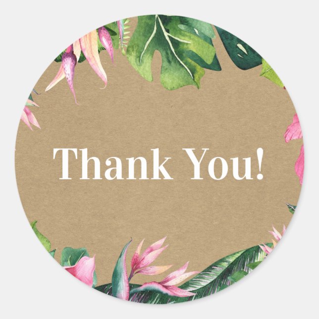 Tropisches Aloha Floral Luau Kraft Brautparty Runder Aufkleber (Vorderseite)