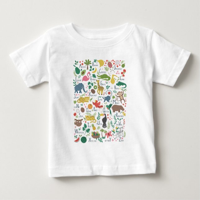 Tropisches Alphabet für Kinder Baby T-shirt (Vorderseite)
