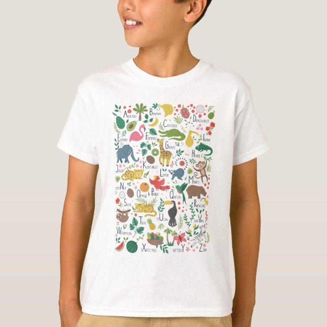 Tropisches Alphabet für Kinder T-Shirt (Vorderseite)