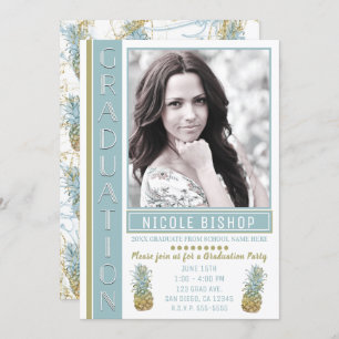 Tropisches Ananas-Abschluss-Party-Absolvent-Foto Einladung