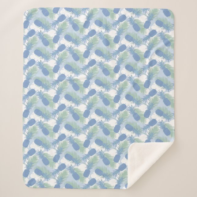Tropisches Ananas-Ananas-Muster Sherpadecke (Vorderseite)