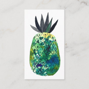 Tropisches Ananas-Aquarell grün-blau Visitenkarte