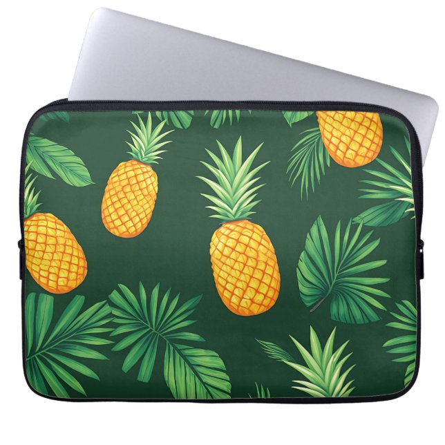 Tropisches Ananas-Blatt-Muster Laptopschutzhülle (Vorderseite)