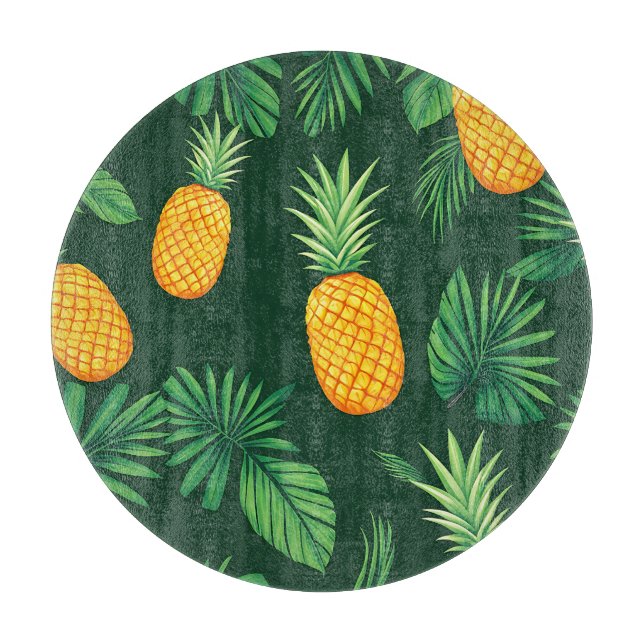 Tropisches Ananas-Blatt-Muster Schneidebrett (Vorderseite)