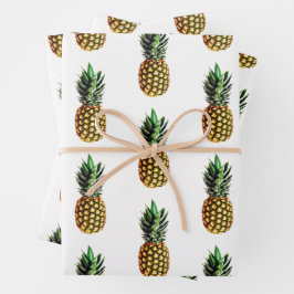 Tropisches Ananas-Foto Weihnachten Geschenkpapier Set