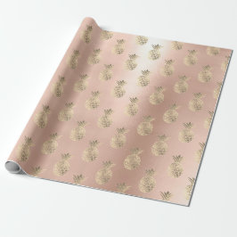 Tropisches Ananas-Früchte Rose Goldpuder Geschenkpapier