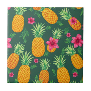 Tropisches Ananas-Hibiskus-Muster Fliese