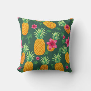 Tropisches Ananas-Hibiskus-Muster Kissen