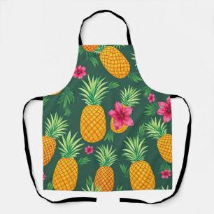 Tropisches Ananas-Hibiskus-Muster Schürze