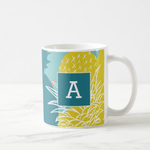 Tropisches Ananas-Monogramm Kaffeetasse