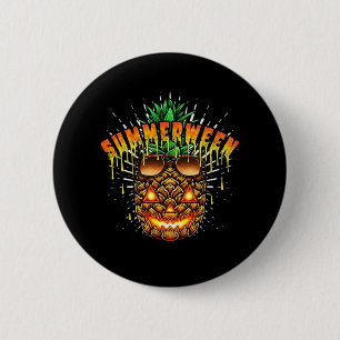 Tropisches Ananas Monster Halloween Classic Button