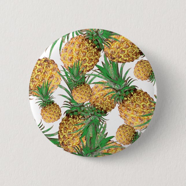 Tropisches Ananas-Muster Button (Vorderseite)