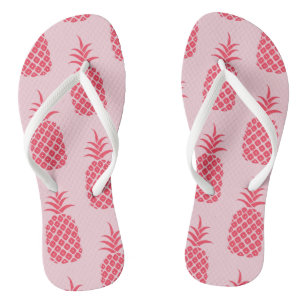 Tropisches Ananas Muster farbenfroh Sommerrosa Flip Flops