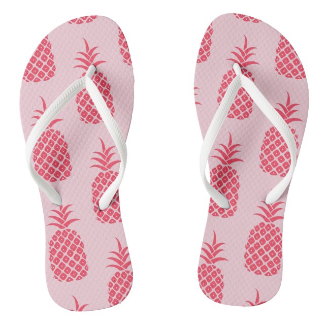 Tropisches Ananas Muster farbenfroh Sommerrosa Flip Flops (Fußbett)