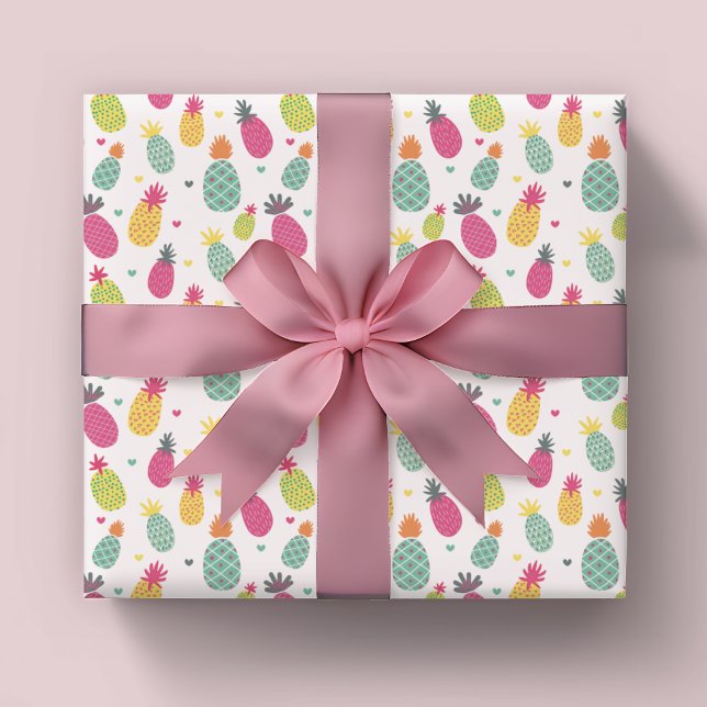 Tropisches Ananas-Muster Geschenkpapier Set (Pineapple tropical fruit pattern wrapping paper roll.)