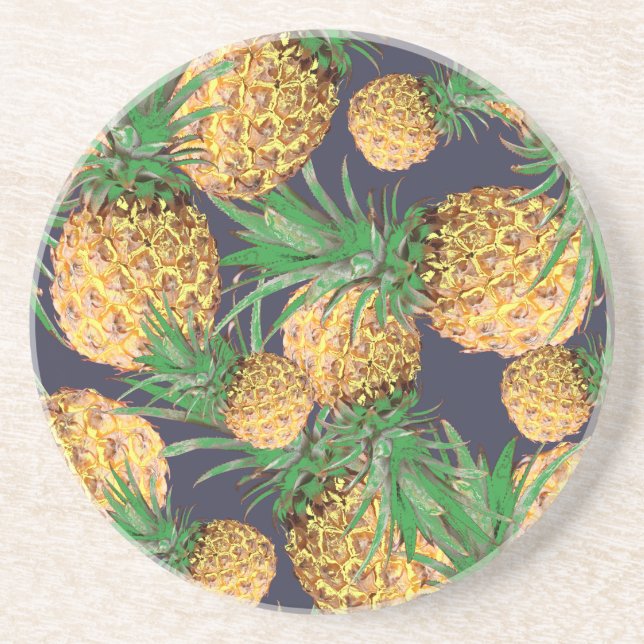 Tropisches Ananas-Muster Getränkeuntersetzer (Vorne)