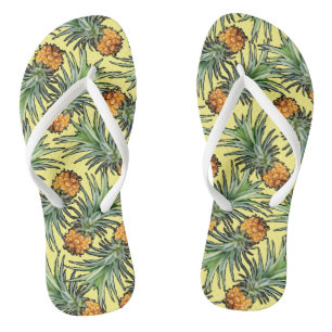 Tropisches Ananas-Muster im gelben Sommer Flip Flops