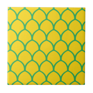 Tropisches Ananas-Muster in Grün und Gelb Fliese