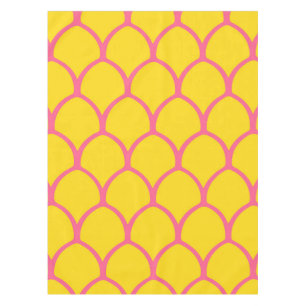 Tropisches Ananas-Muster in Rosa und Gelb Tischdecke