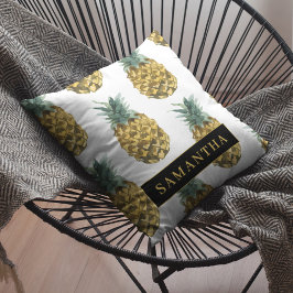Tropisches Ananas-Muster mit Namen Kissen