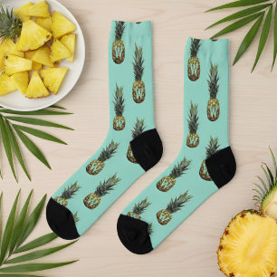 Tropisches Ananas-Muster-Monogramm-Frucht-Socken Socken