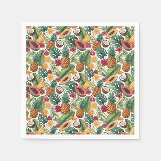 Tropisches Ananas-Muster - Sommerfrüchte-Design Serviette (Vorderseite)