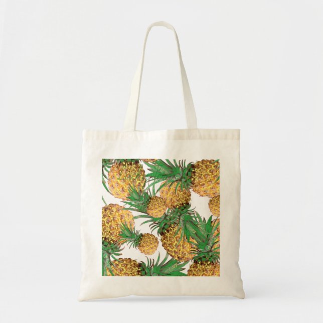 Tropisches Ananas-Muster Tragetasche (Vorne)