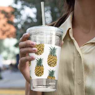 Tropisches Ananas nahtloses Muster Acryltrinkbecher