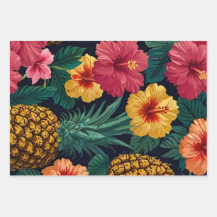 Tropisches Ananas nahtloses Muster Geschenkpapier Set