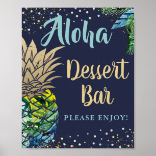 Tropisches Ananas Navy Blue Beach Dessert Bar Poster