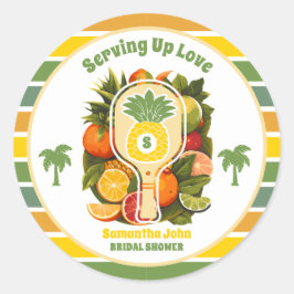 Tropisches Ananas-Pickleball-Brautparty Runder Aufkleber