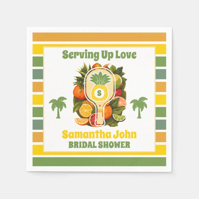 Tropisches Ananas-Pickleball-Brautparty Serviette (Vorderseite)