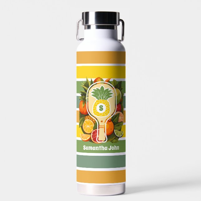 Tropisches Ananas-Pickleball-Brautparty Trinkflasche (Vorne)