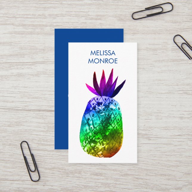 Tropisches Ananas-Rainbow-Geschäft Visitenkarte (Vorderseite/Rückseite Beispiel)