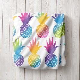 Tropisches Ananas-Regenbogen-Wasserfarbmuster Fleecedecke