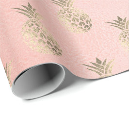 Tropisches Ananas-Rose-Goldglas funkelnd Geschenkpapier