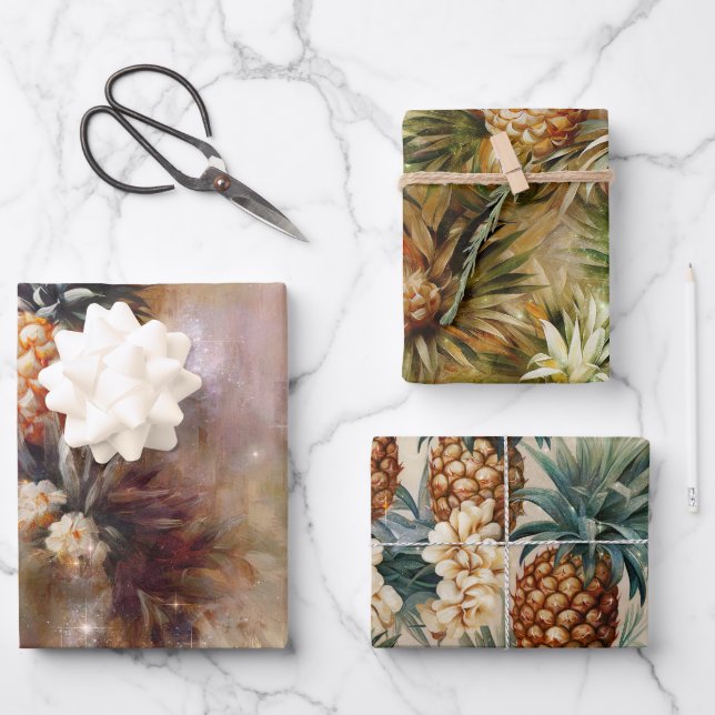 Tropisches Ananas Sparkone Brautparty Geschenkpapier Set (Vorderseite)