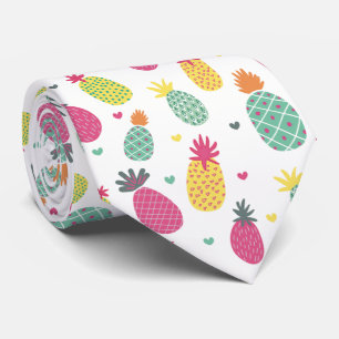 Tropisches Ananas- und Herz-Muster Krawatte