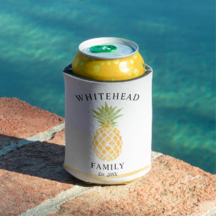 Tropisches Ananas-Wasserfarben-Monogramm Dosenkühler