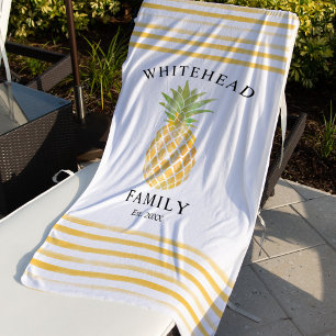 Tropisches Ananas-Wasserfarbmuster Familie Strandtuch