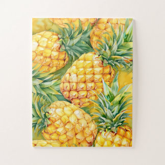 Tropisches Ananasmuster Wasserfarbe Puzzle