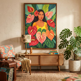 Tropisches Anthurium Wahine Porträt Botanisch Leinwanddruck
