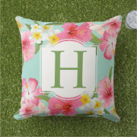 Tropisches Aqua Pink-Blume Muster für benutzerdefi