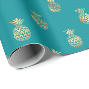 Tropisches Aquamarines Ananas-Muster Geschenkpapier