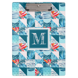 Tropisches aquamarines geometrisches abstraktes klemmbrett