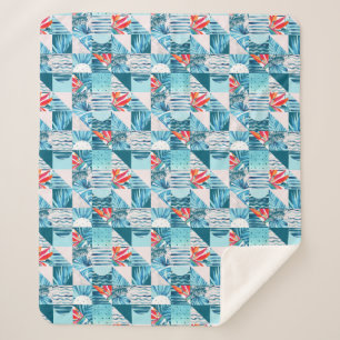 Tropisches aquamarines geometrisches abstraktes sherpadecke