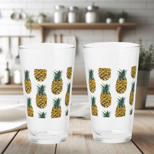 Tropisches Aquarell-Ananas nahtloses Muster Glas