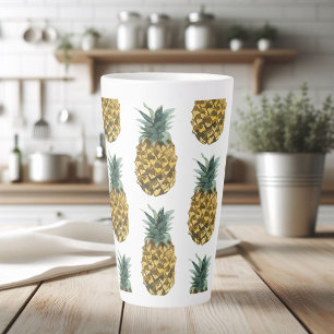 Tropisches Aquarell-Ananas Nahtloses Muster Milchtasse