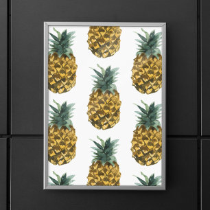 Tropisches Aquarell-Ananas Nahtloses Muster Poster