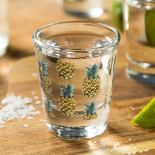Tropisches Aquarell-Ananas nahtloses Muster Schnapsglas